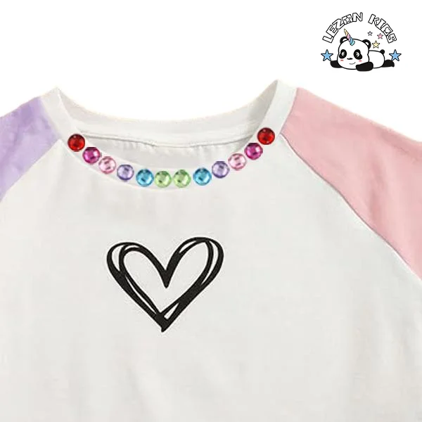 LEZONKIDS - Customized Designs Beaded Set Color Block Kids Trackset Girls Clothing Sets for Summer
